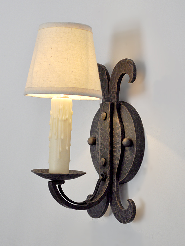 hammered iron wall sconce