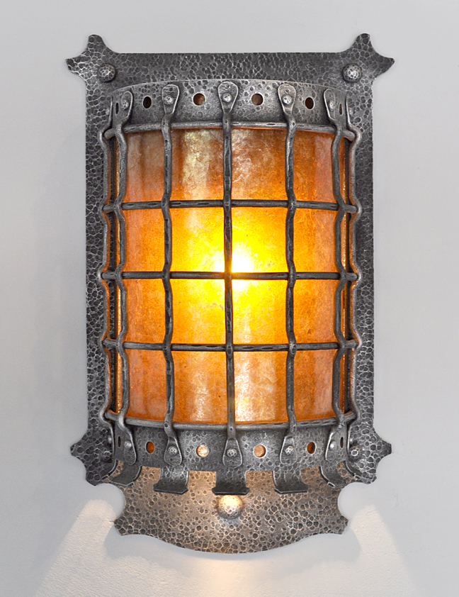 iron and mica sconce