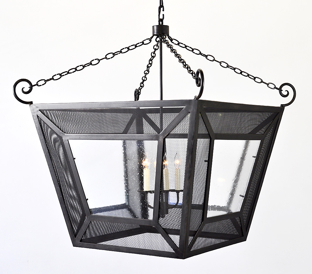 iron and mesh chandelier