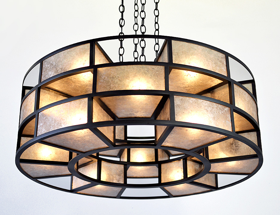 iron and mica chandelier