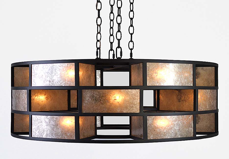 Iron and Mica Chandelier