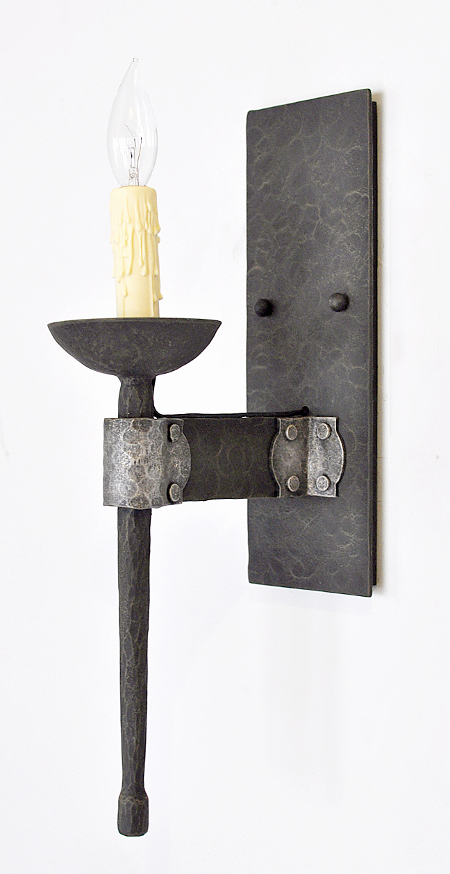 hammered iron sconce