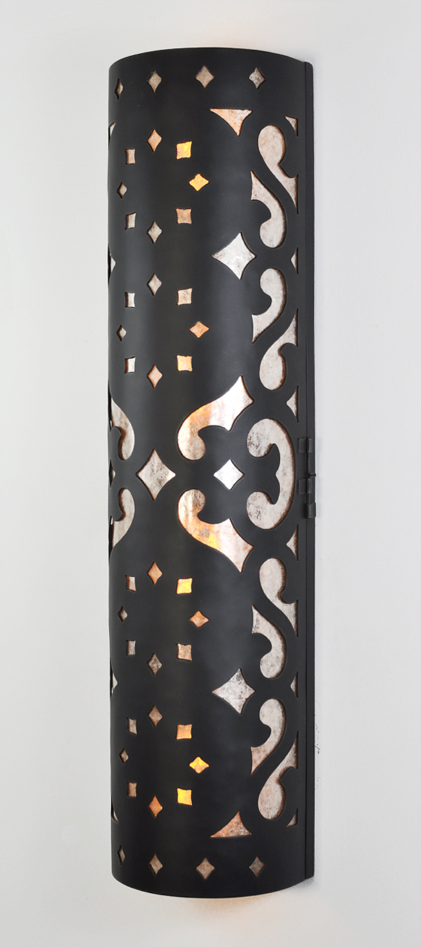 iron and mica sconce