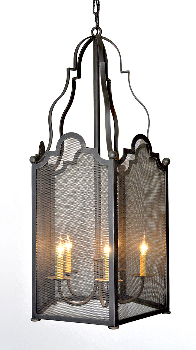 iron and mesh chandelier