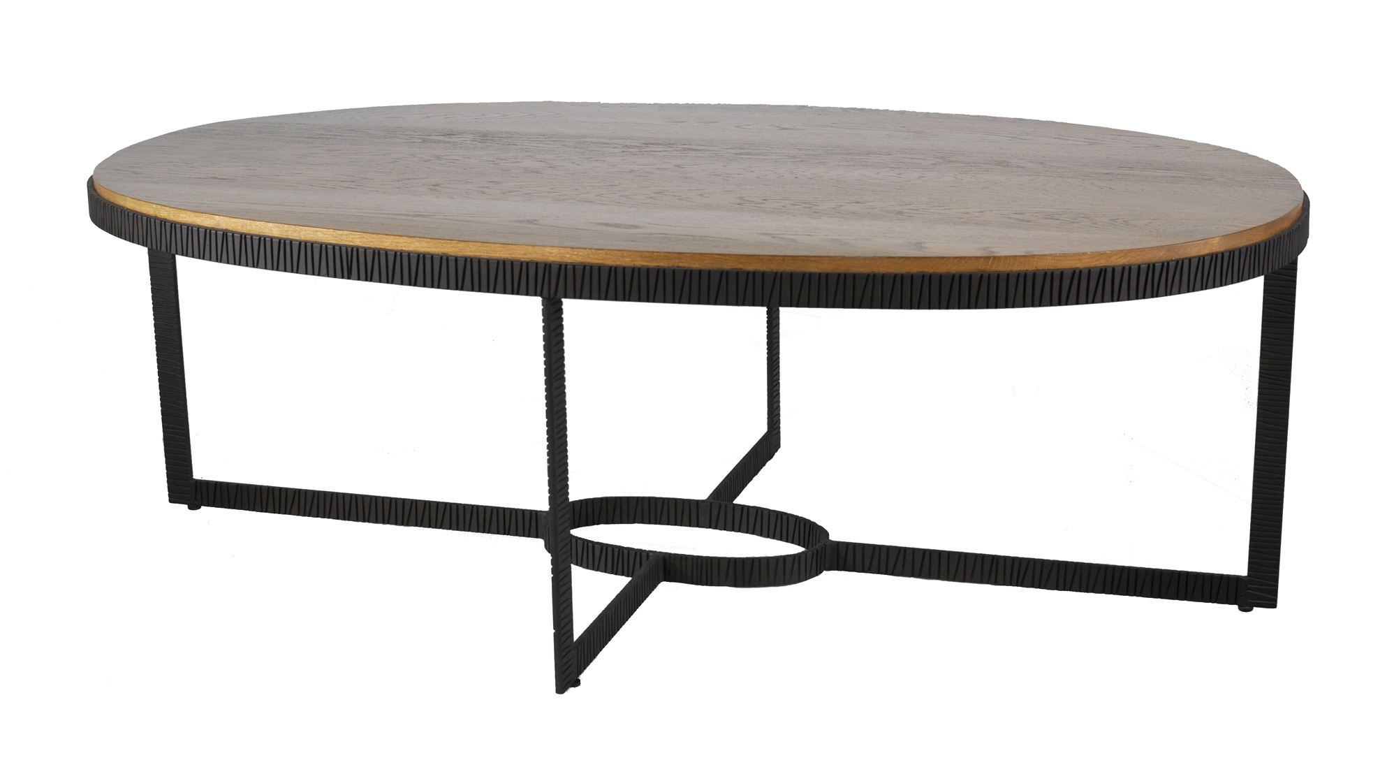 oval iron chiseled table