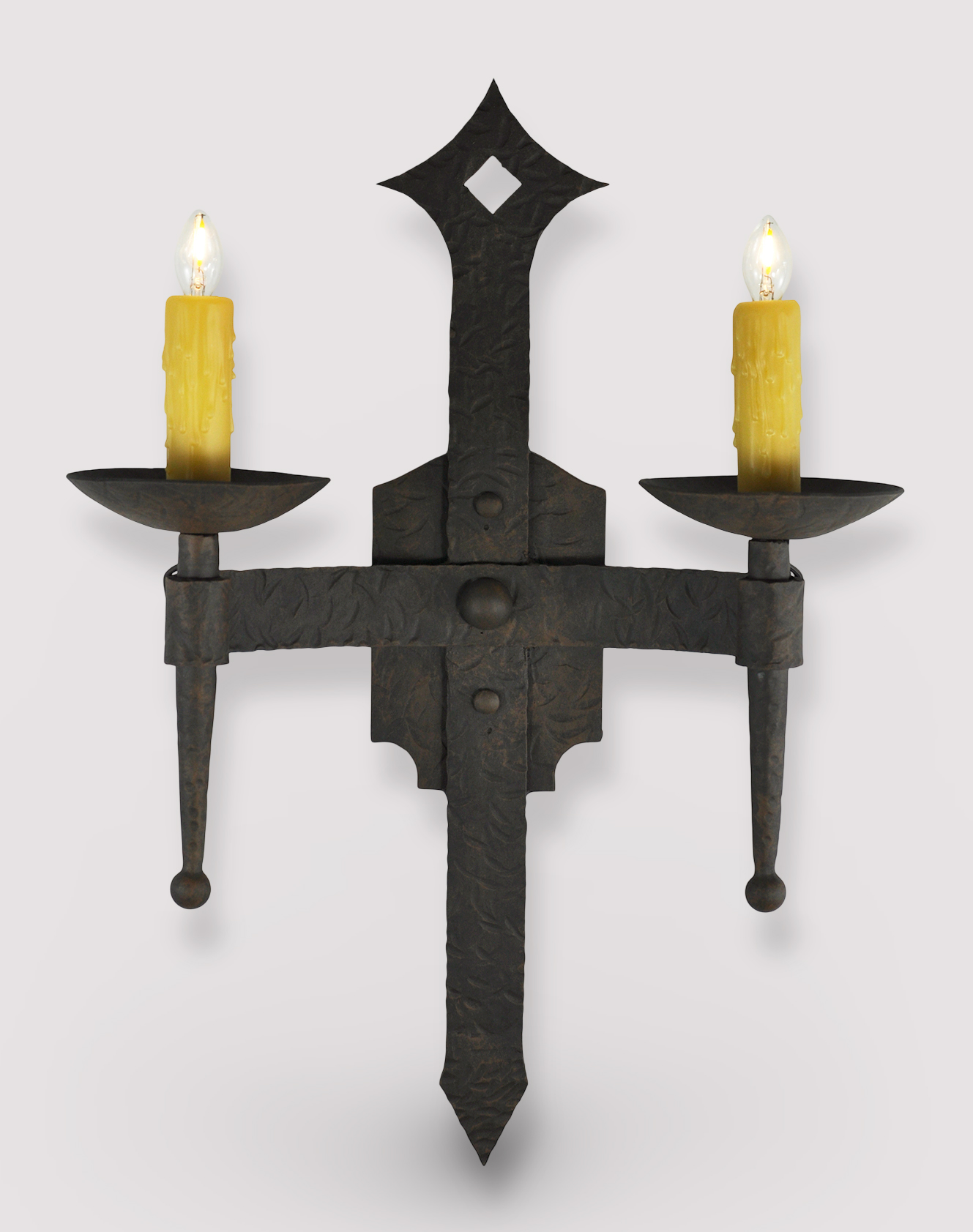 spanish revival hammered sconce