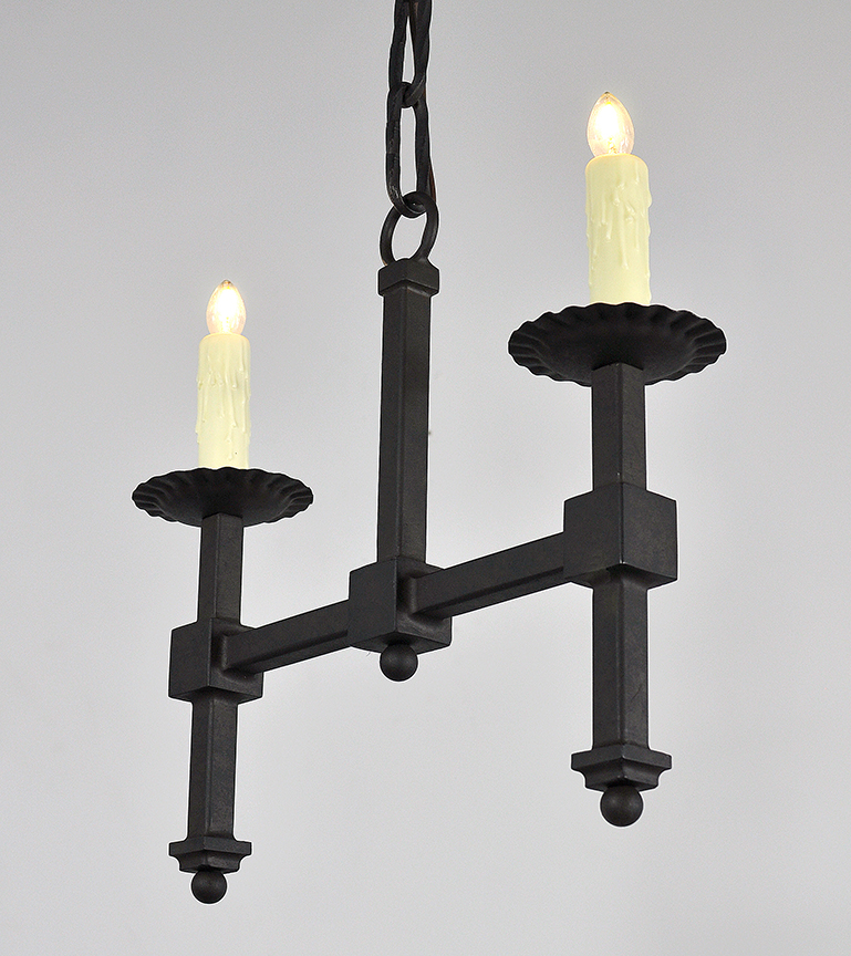 Two Light Iron Pendant - Handmade Lighting Fixtures