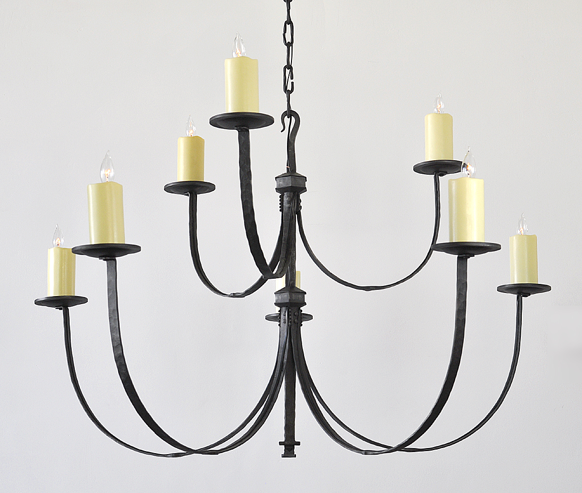 hammered iron chandeliers | hand forged lighting fixtures