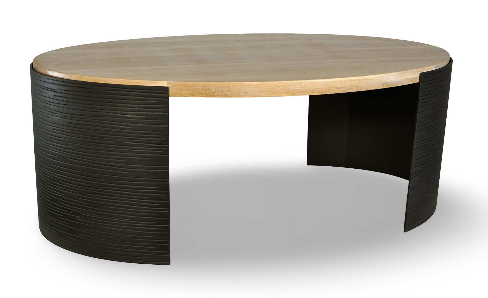 Chiseled Iron and Wood Living Room Table 