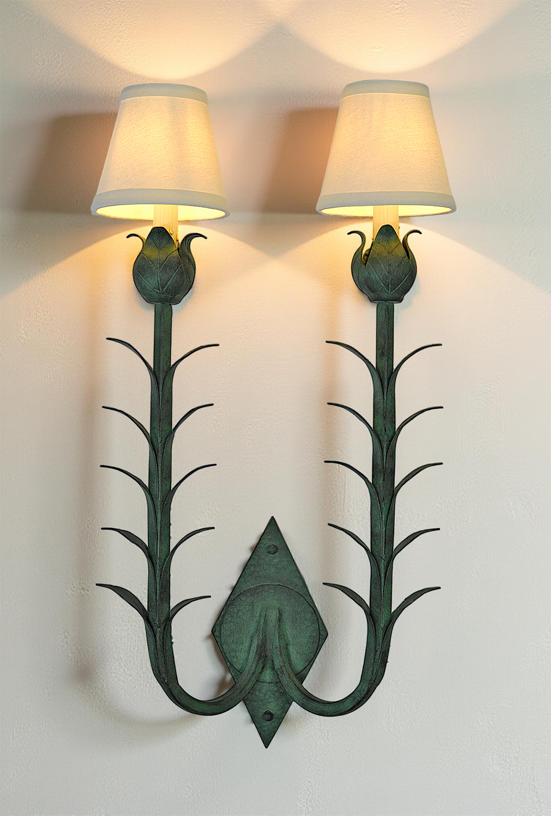 leaf motif custom sconce 2-light