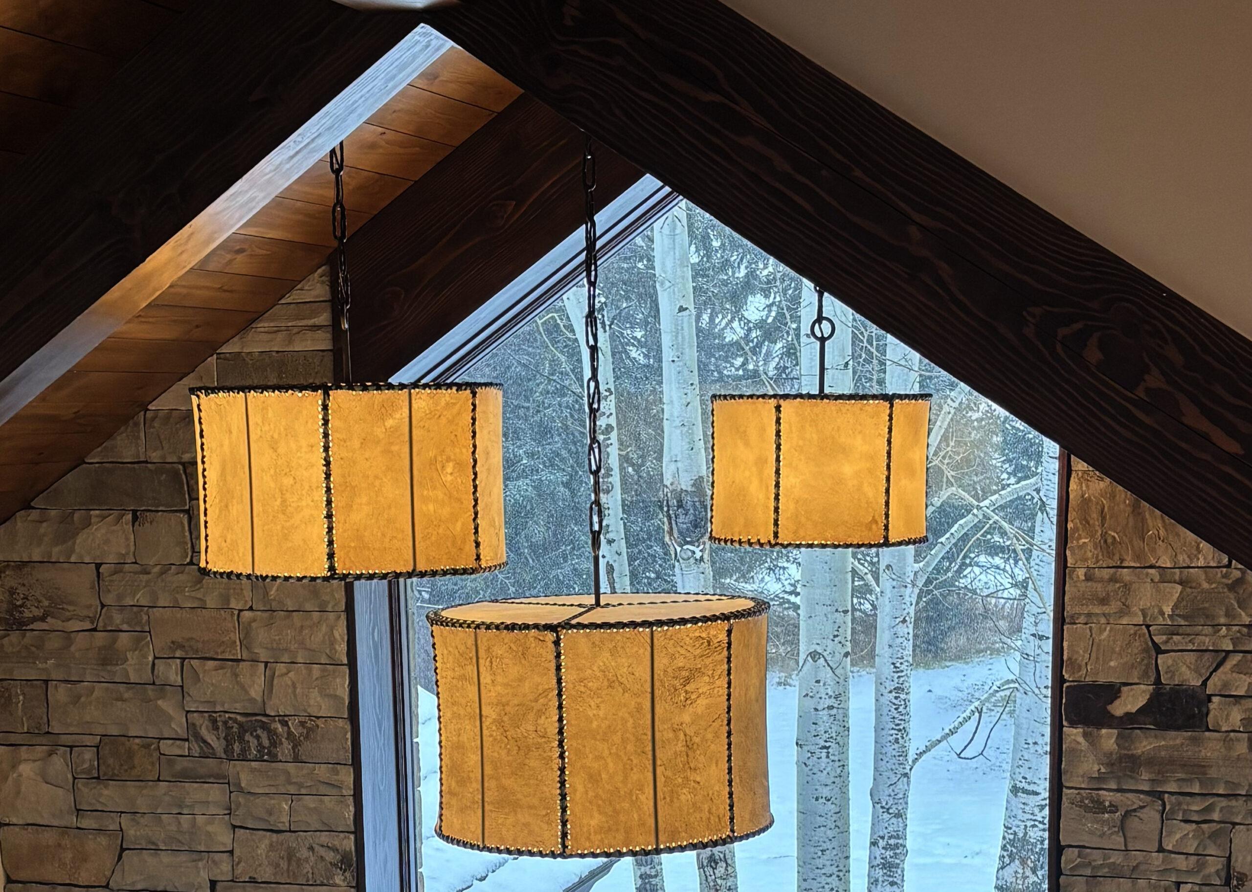 rawhide pendant at stairs